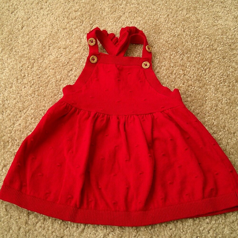 Carters Girls Red Cotton Dress Popcorn Light Weight Size 3M